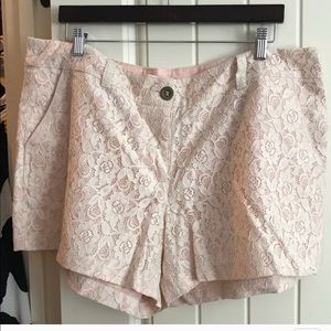 Pink and white lace shorts